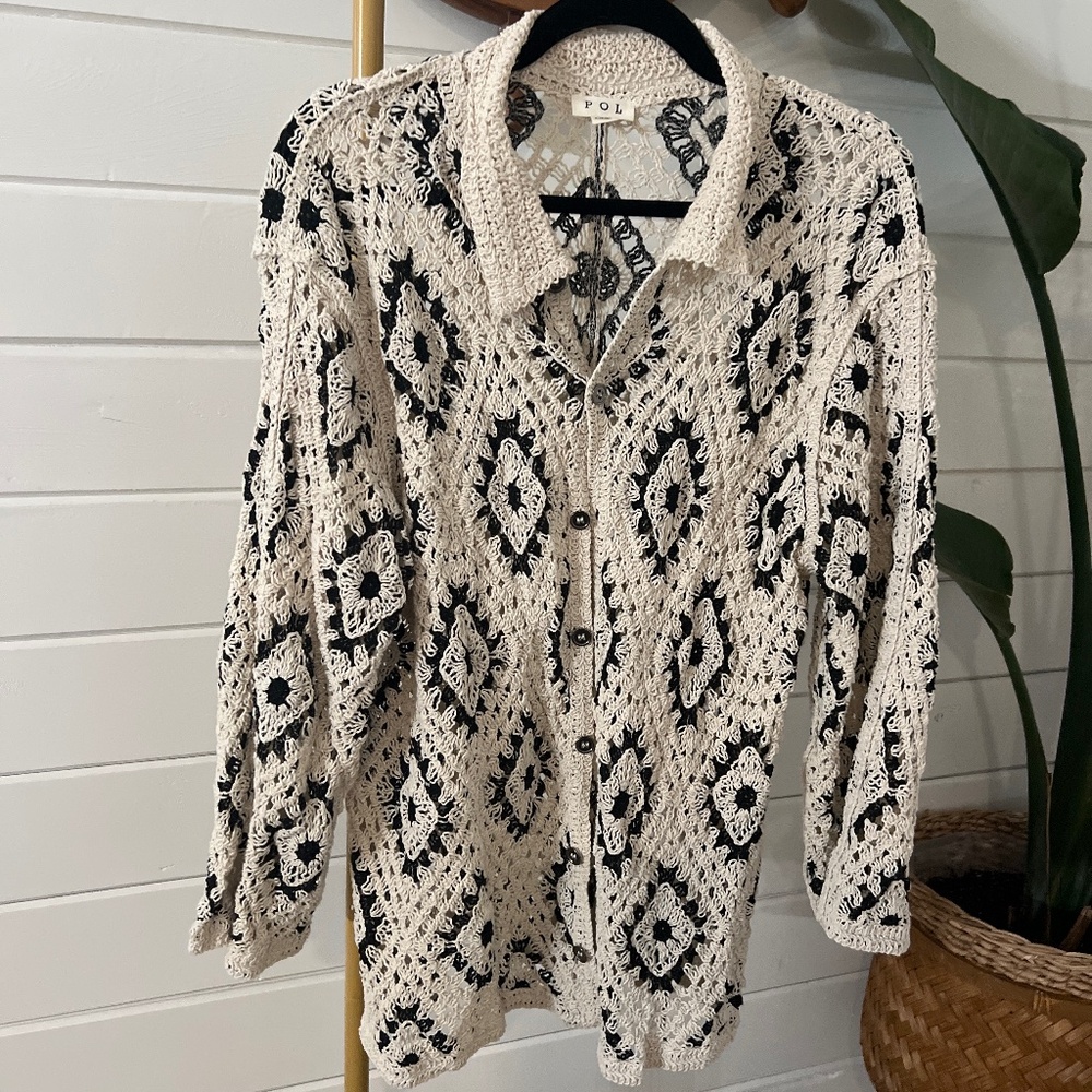POL button up sweater